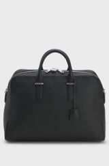 BOSS ONE Madison leather holdall, Black