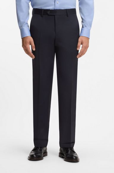 BOSS BY BECKHAM slim-fit suit trousers in wool and cashmere, Dark Blue