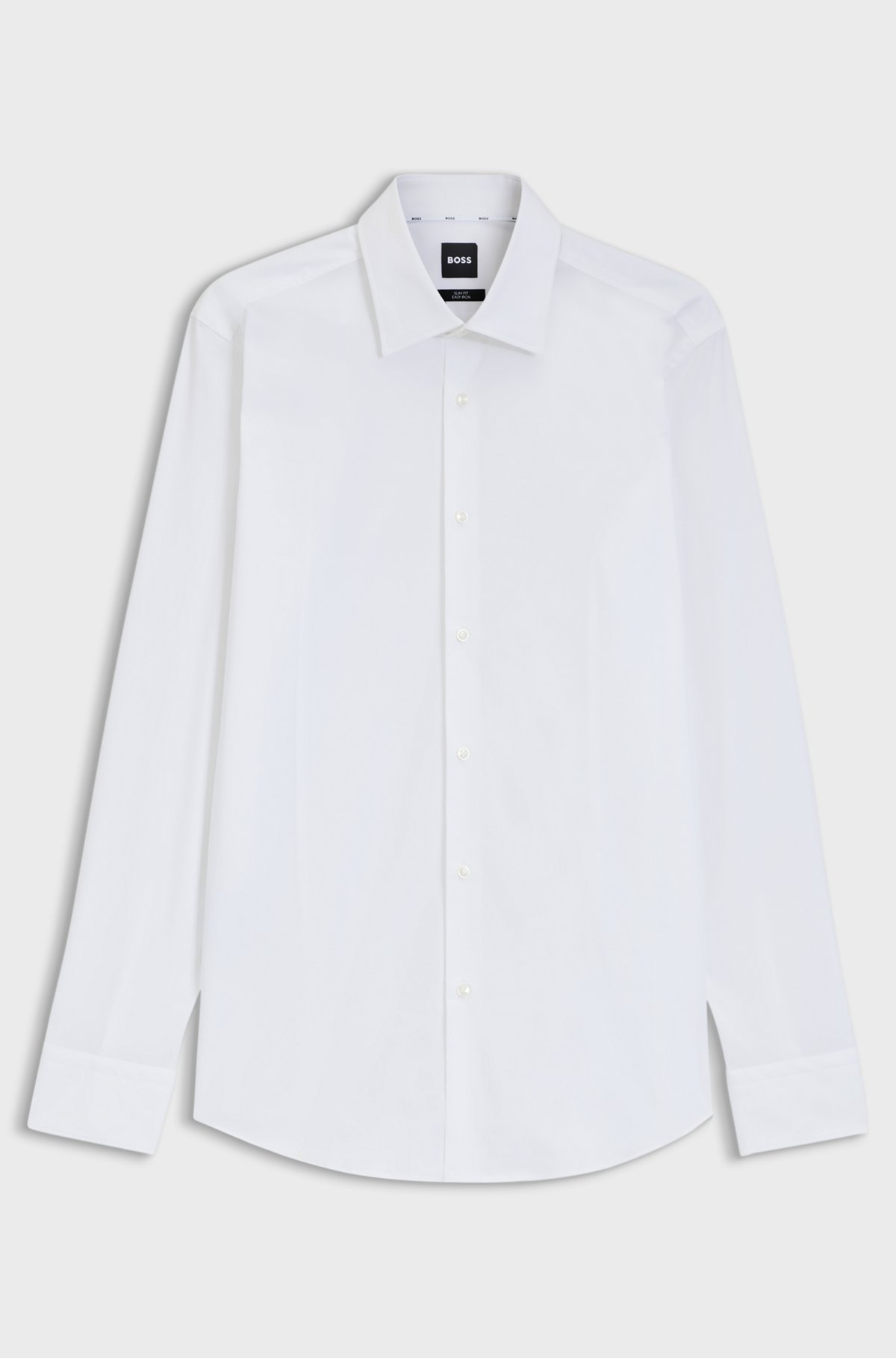 Slim-fit stretch-cotton shirt, White