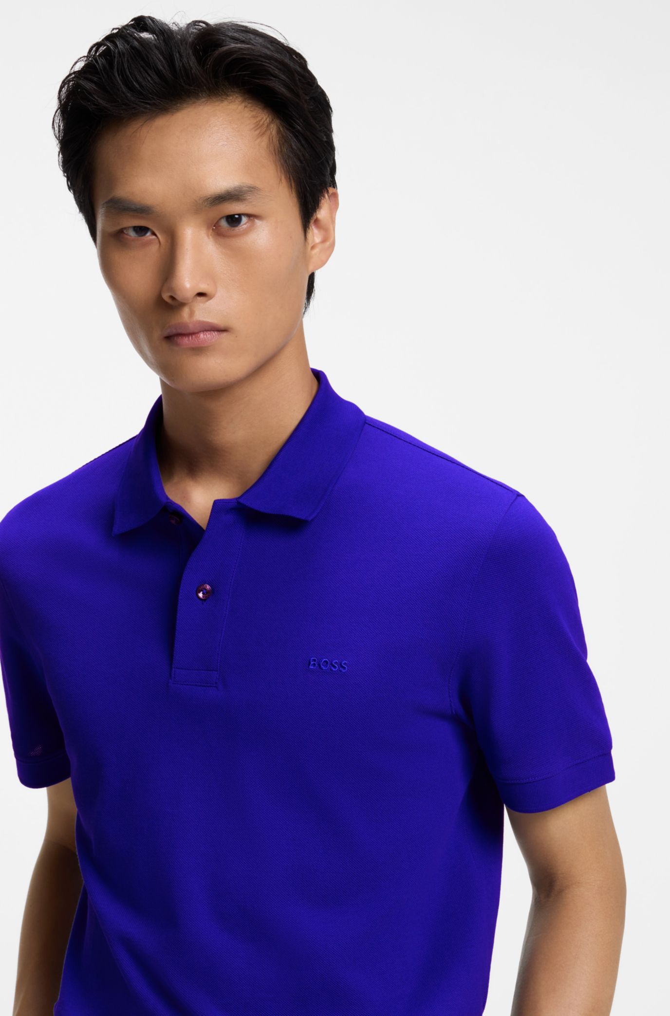 Versatile polo shirt in soft cotton, Blue