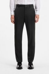 BOSS ONE Slim-fit trousers in virgin-wool serge, Black