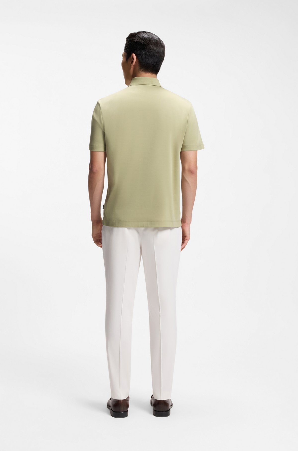 Polo shirt in mercerised cotton with Double B monogram, Light Green