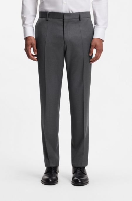 BOSS ONE Slim-fit trousers in virgin-wool serge, Dark Grey