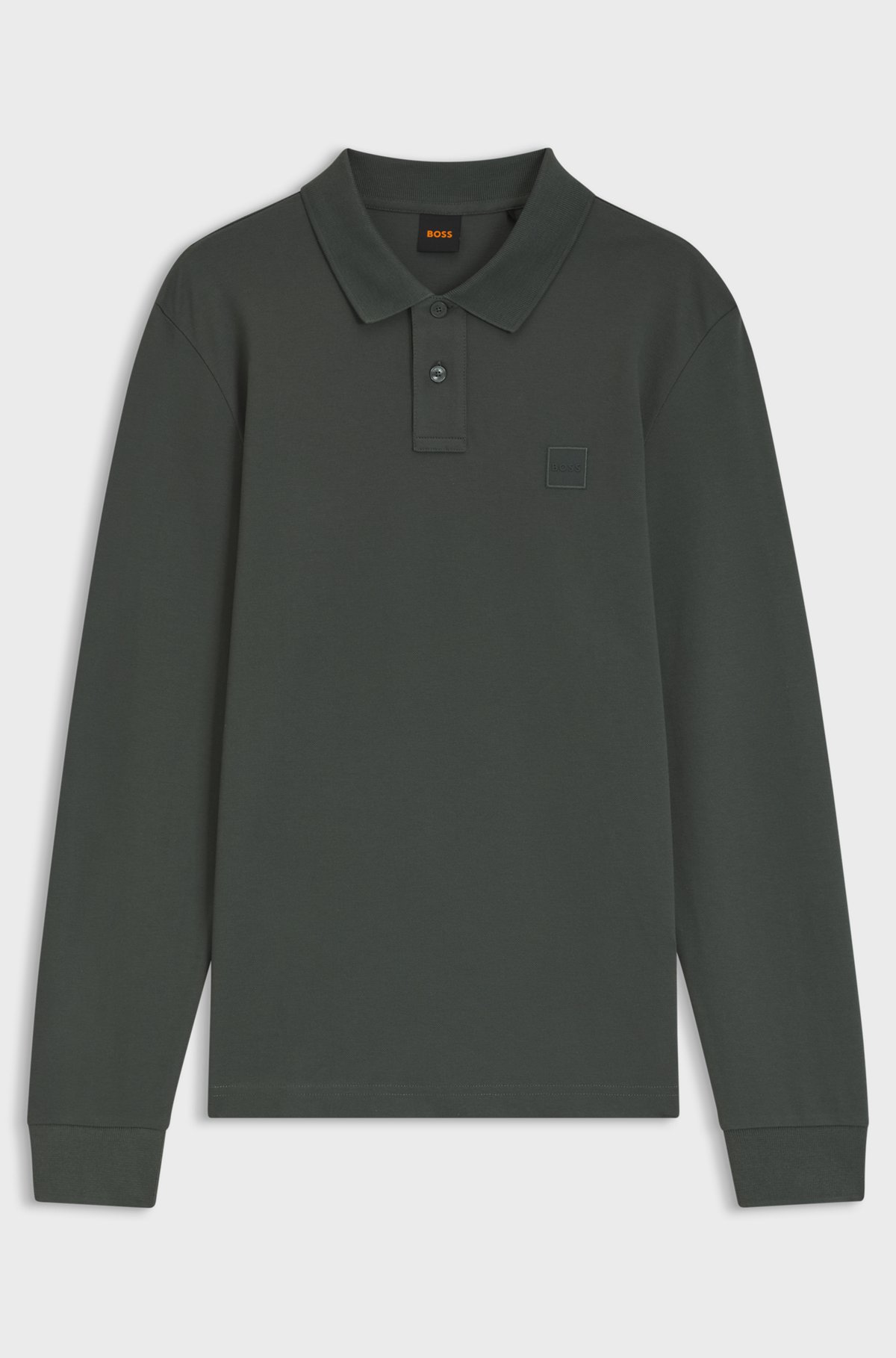 Slim-fit polo shirt in stretch-cotton piqué, Dark Green