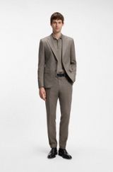 Patterned slim-fit suit in Italian virgin wool, Dark Brown