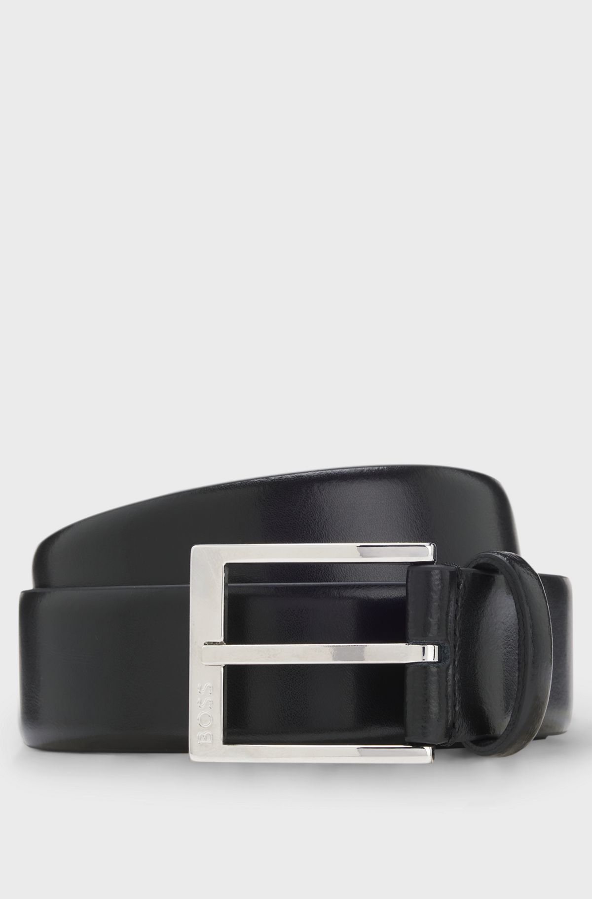 Italian-made leather belt, Black