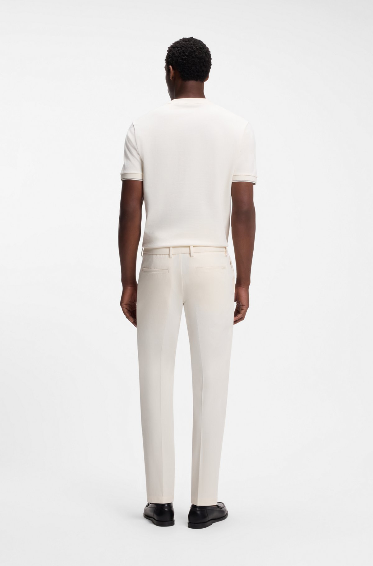 Slim-fit trousers in four-way stretch fabric, Natural