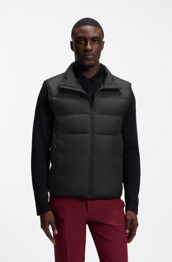 Regular-fit padded gilet with zipped pockets, Black