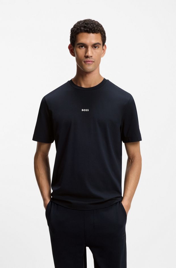 Stretch-cotton T-shirt, Dark Blue