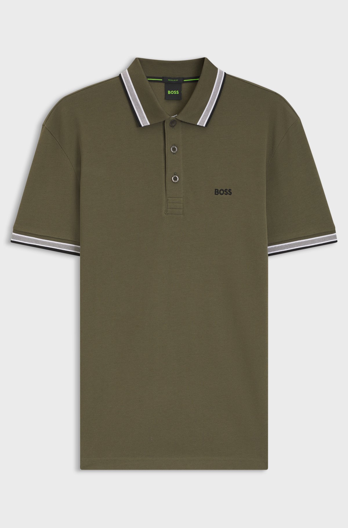 Cotton piqué polo shirt with logo details, Olive