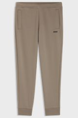 Cotton-blend tracksuit bottoms with embroidered logo, Light Brown