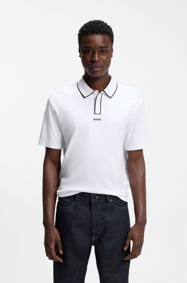 Cotton polo shirt, White