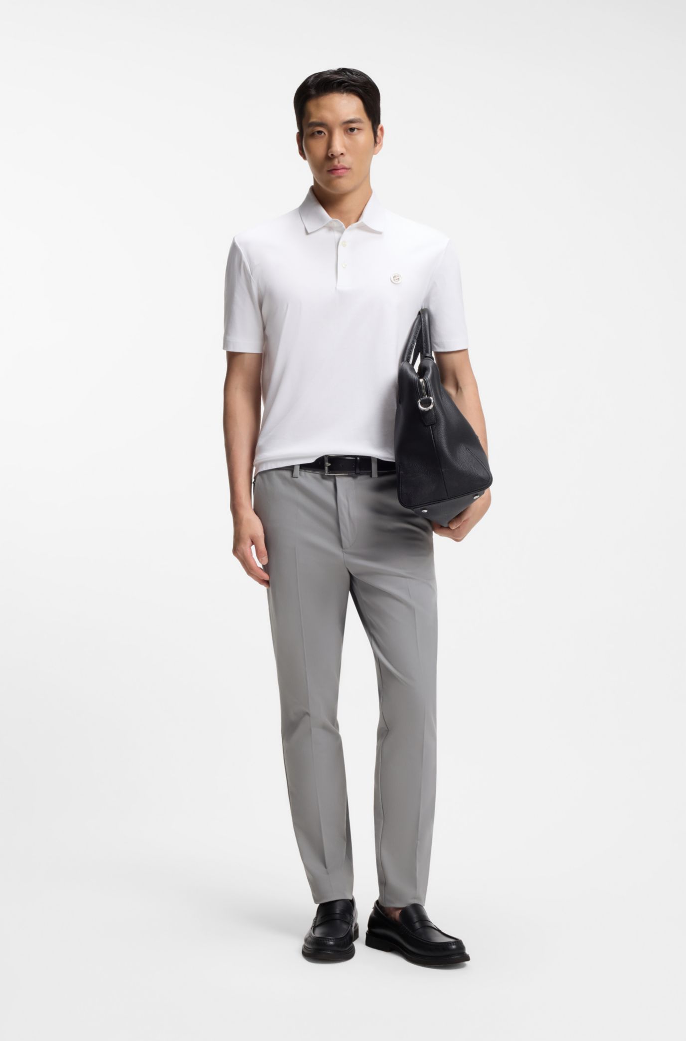 Slim-fit trousers in four-way stretch fabric, Grey