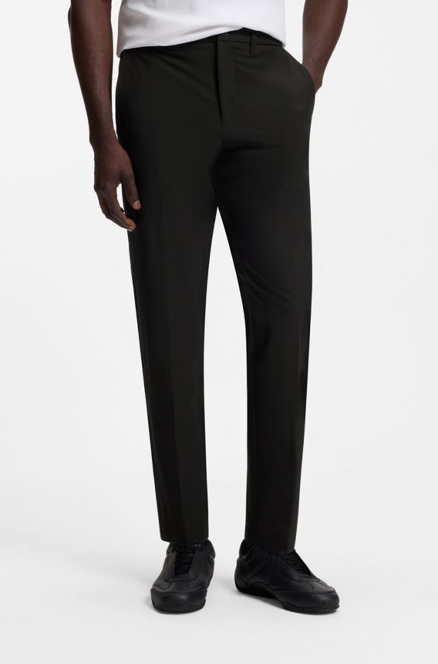 Regular-fit trousers in water-repellent stretch fabric, Black