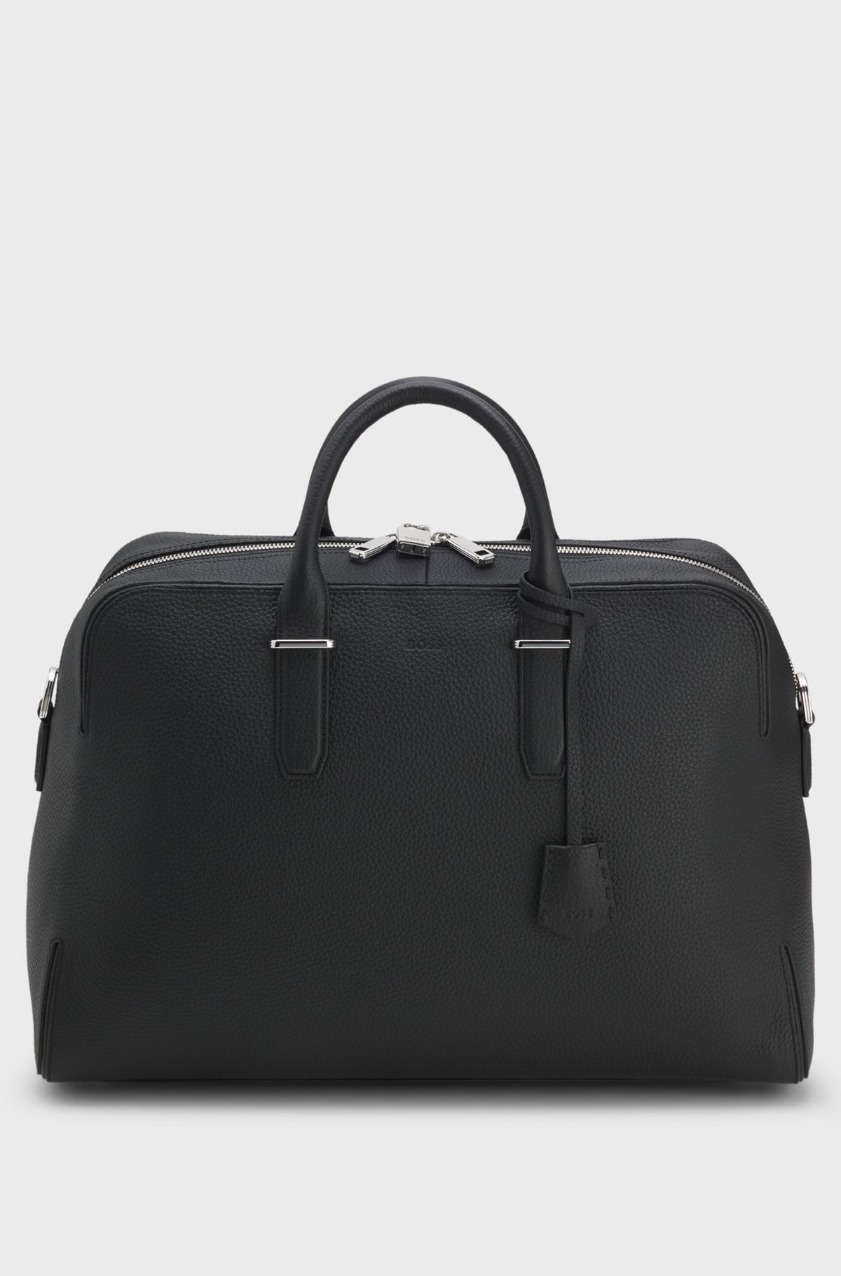 BOSS ONE Madison leather holdall, Black