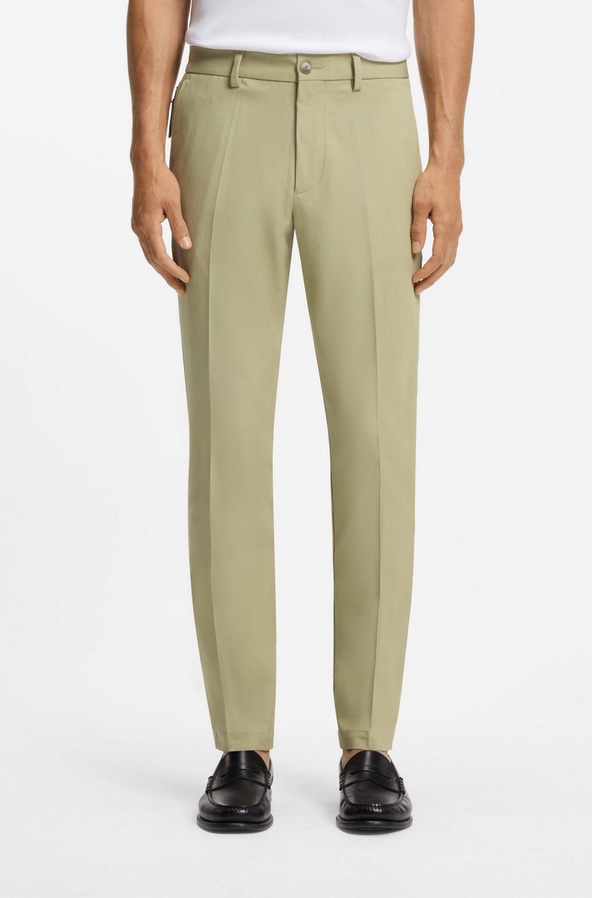 Slim-fit trousers in four-way stretch fabric, Beige