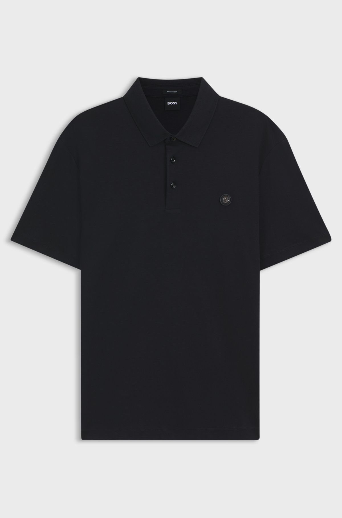Polo shirt in mercerised cotton with Double B monogram, Dark Blue