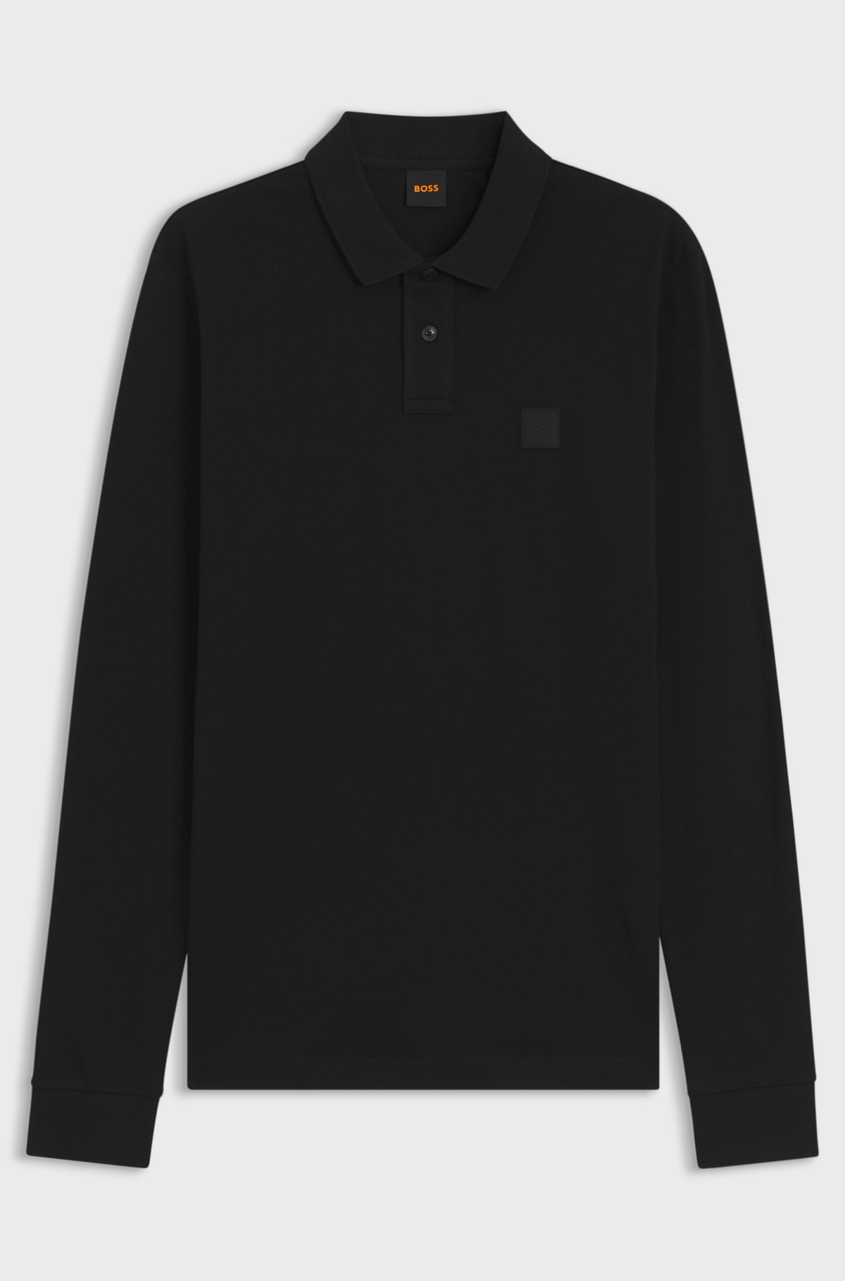 Slim-fit polo shirt in stretch-cotton piqué, Black