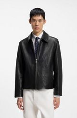 Regular-fit jacket in nappa leather, Black