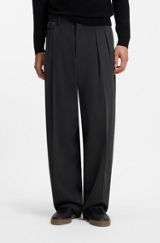 BOSS BY BECKHAM relaxed-fit trousers in Italian wool, Dark Grey