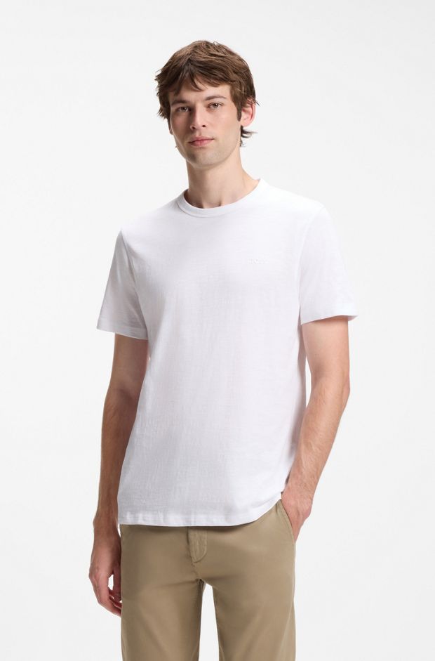 Cotton-jersey T-shirt with logo detail, White