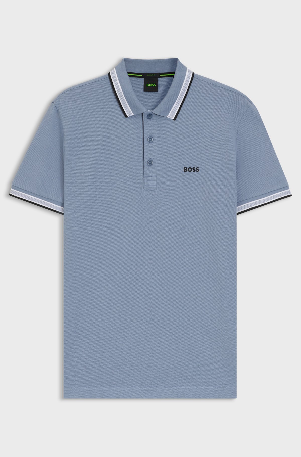 Cotton piqué polo shirt with logo details, Light Blue