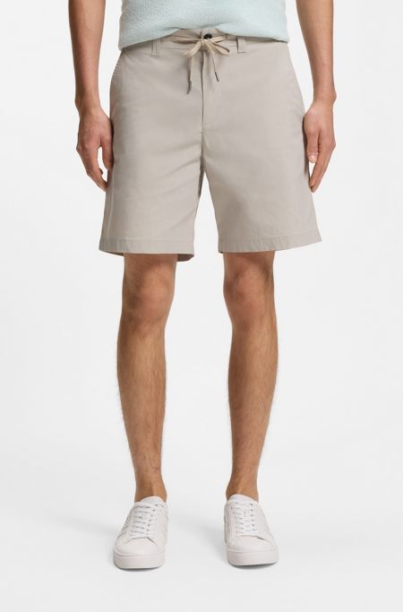 Straight-fit chino shorts in cotton-blend poplin, Light Grey