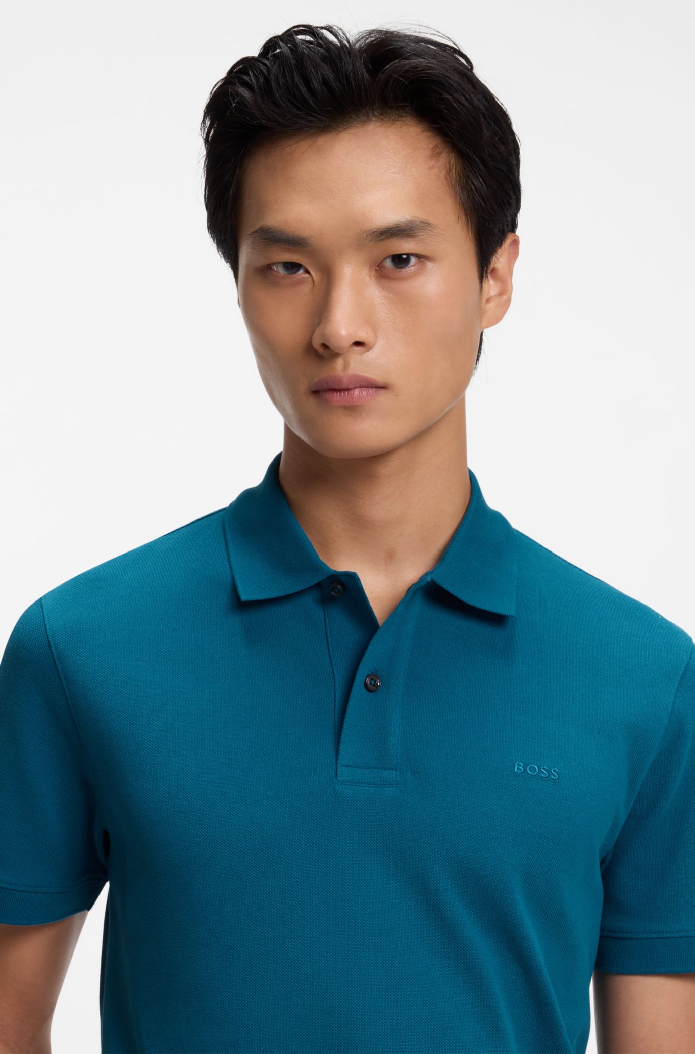 Versatile polo shirt in soft cotton, Blue