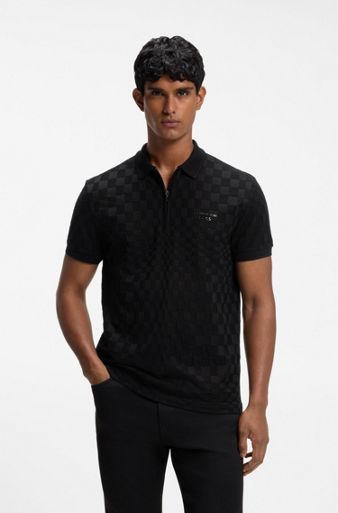 Porsche x BOSS polo shirt with Pasha pattern, Black