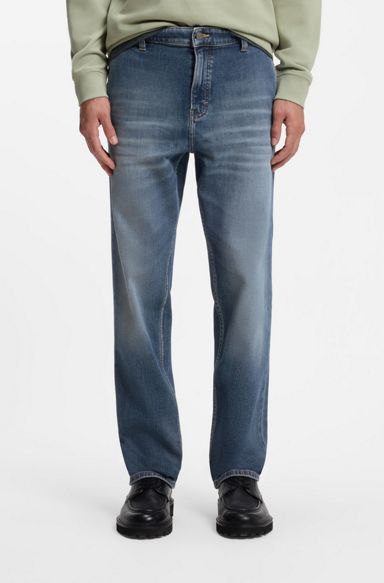 Regular-fit jeans in blue comfort-stretch denim, Blue