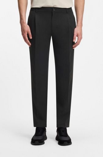 Relaxed-fit trousers with front pleats, Black