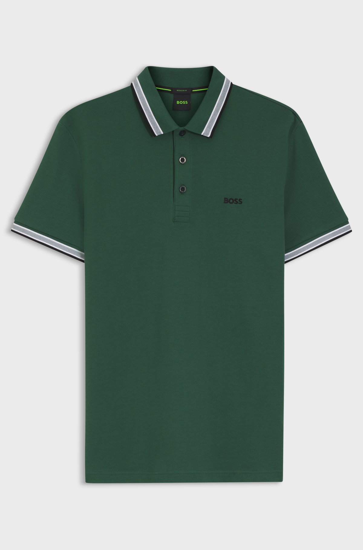 Cotton piqué polo shirt with logo details, Dark Green