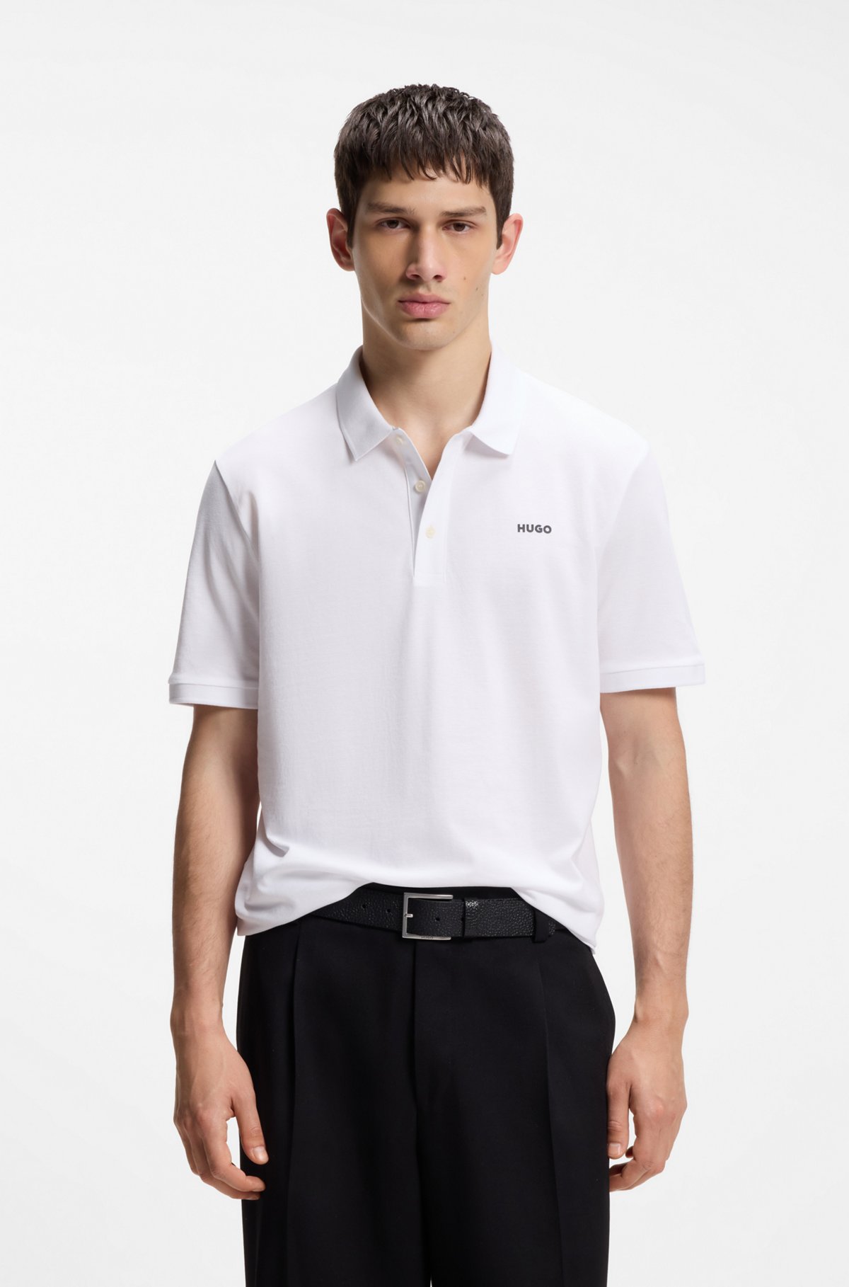 Cotton polo shirt, Natural
