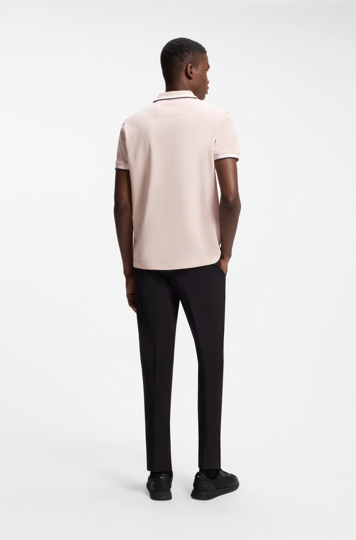 Cotton piqué polo shirt with logo details, Light Pink