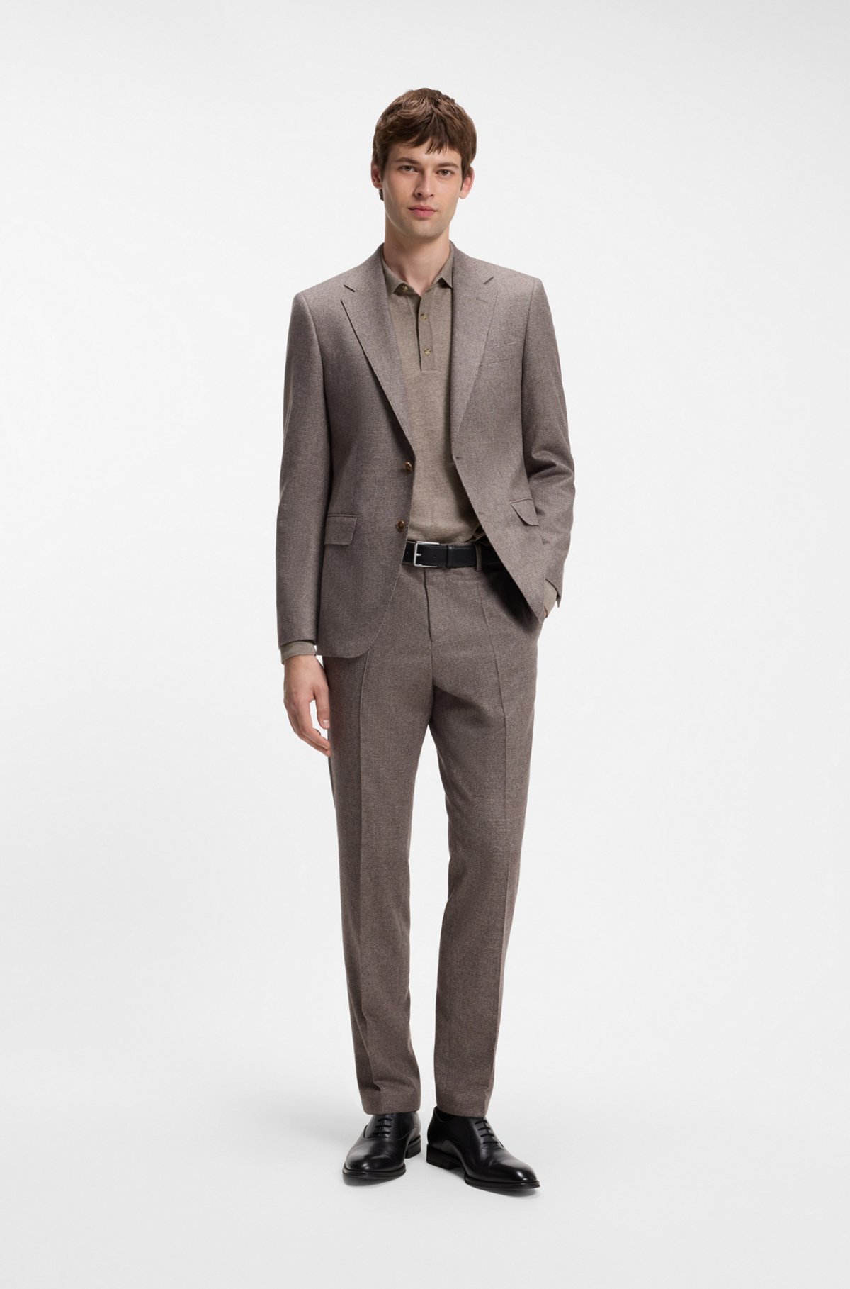 Merino-wool polo sweater, Light Brown