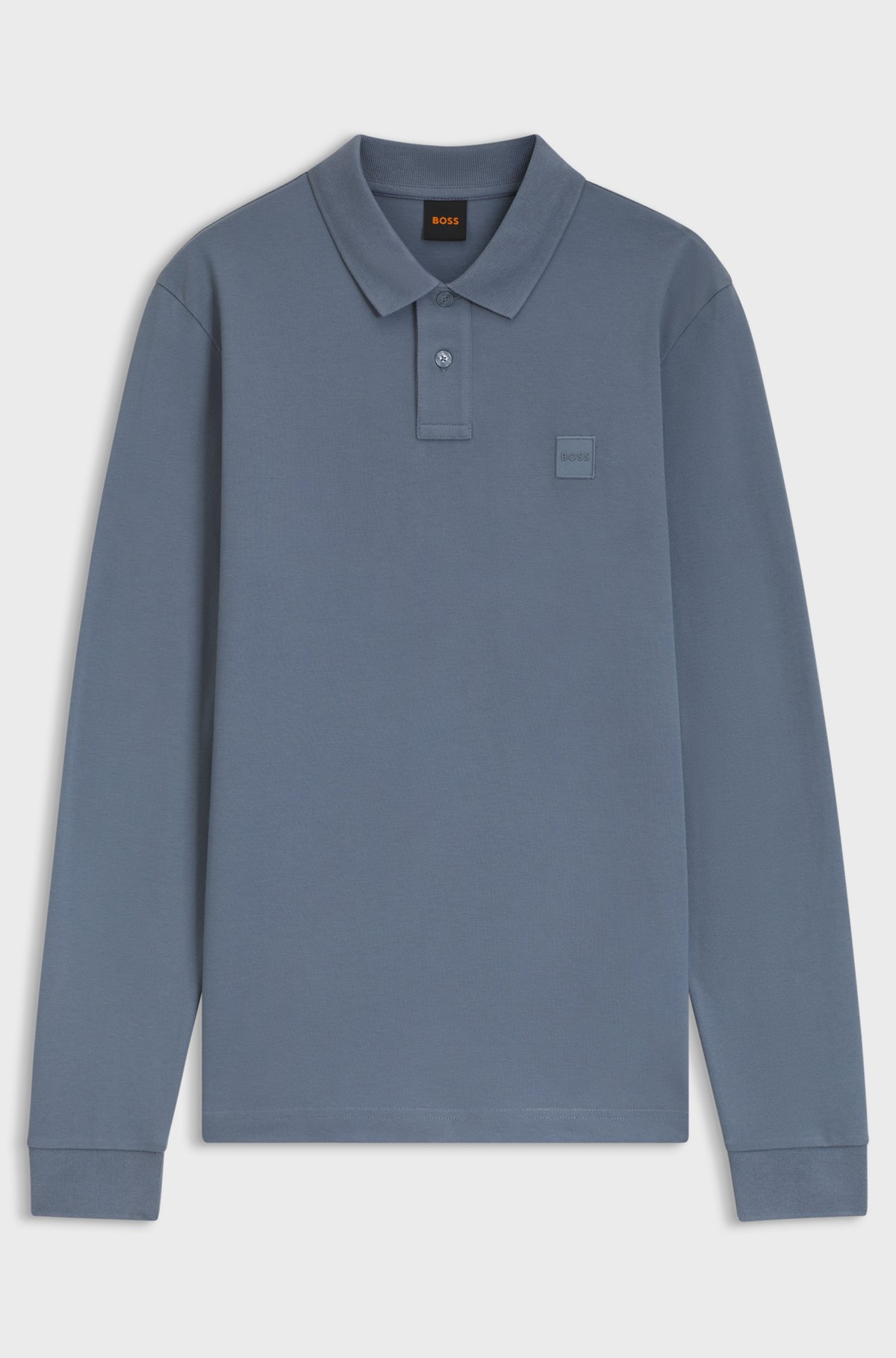 Slim-fit polo shirt in stretch-cotton piqué, Blue