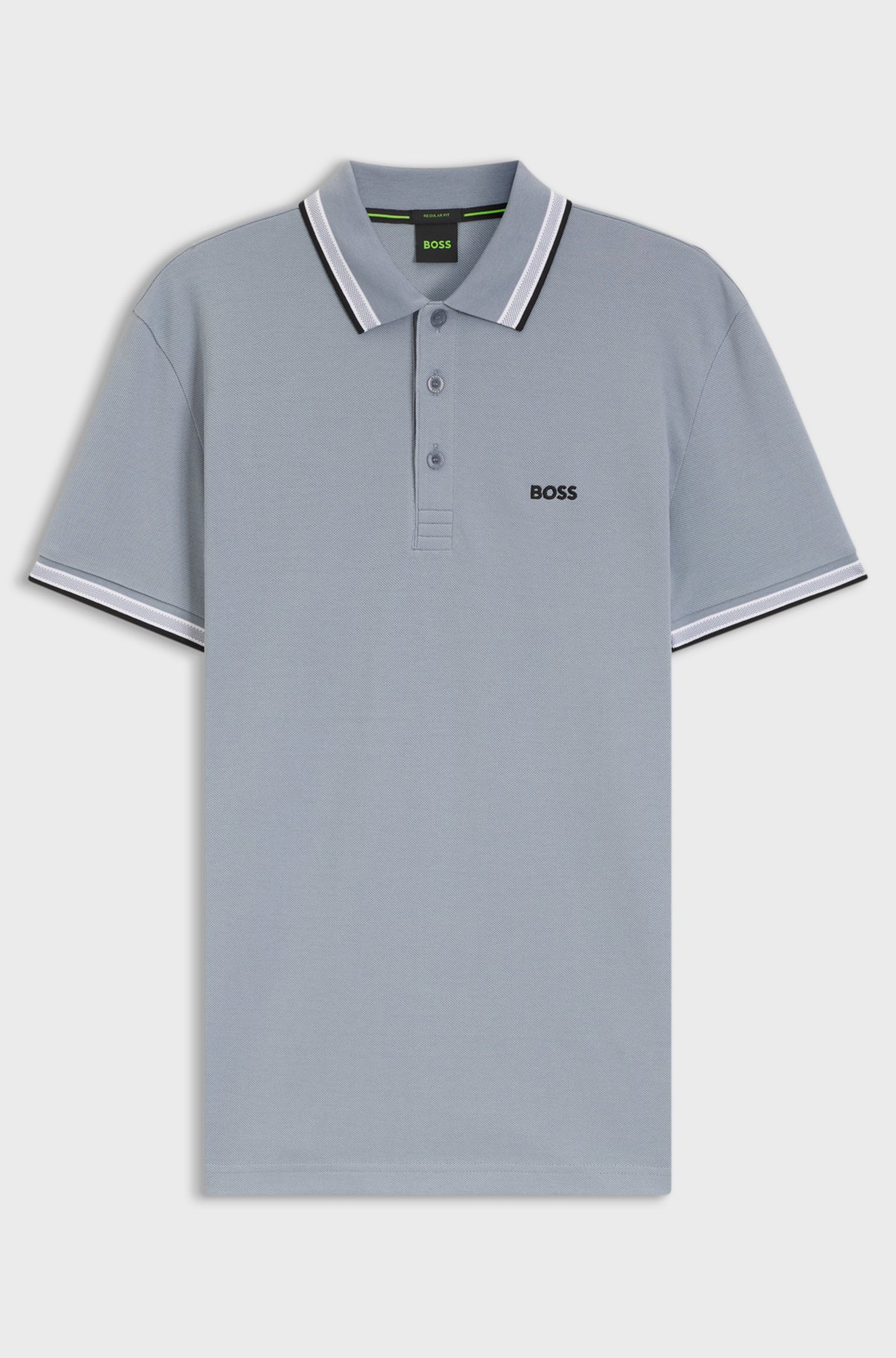 Cotton piqué polo shirt with logo details, Grey