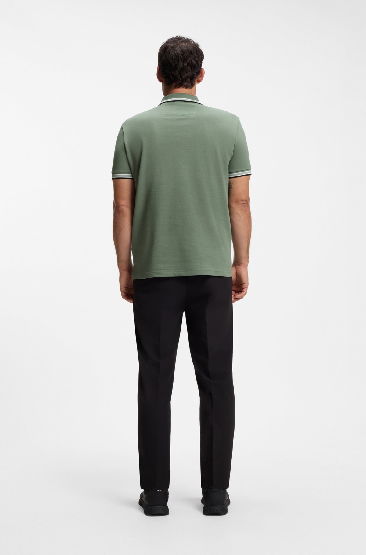 Cotton piqué polo shirt with logo details, Green