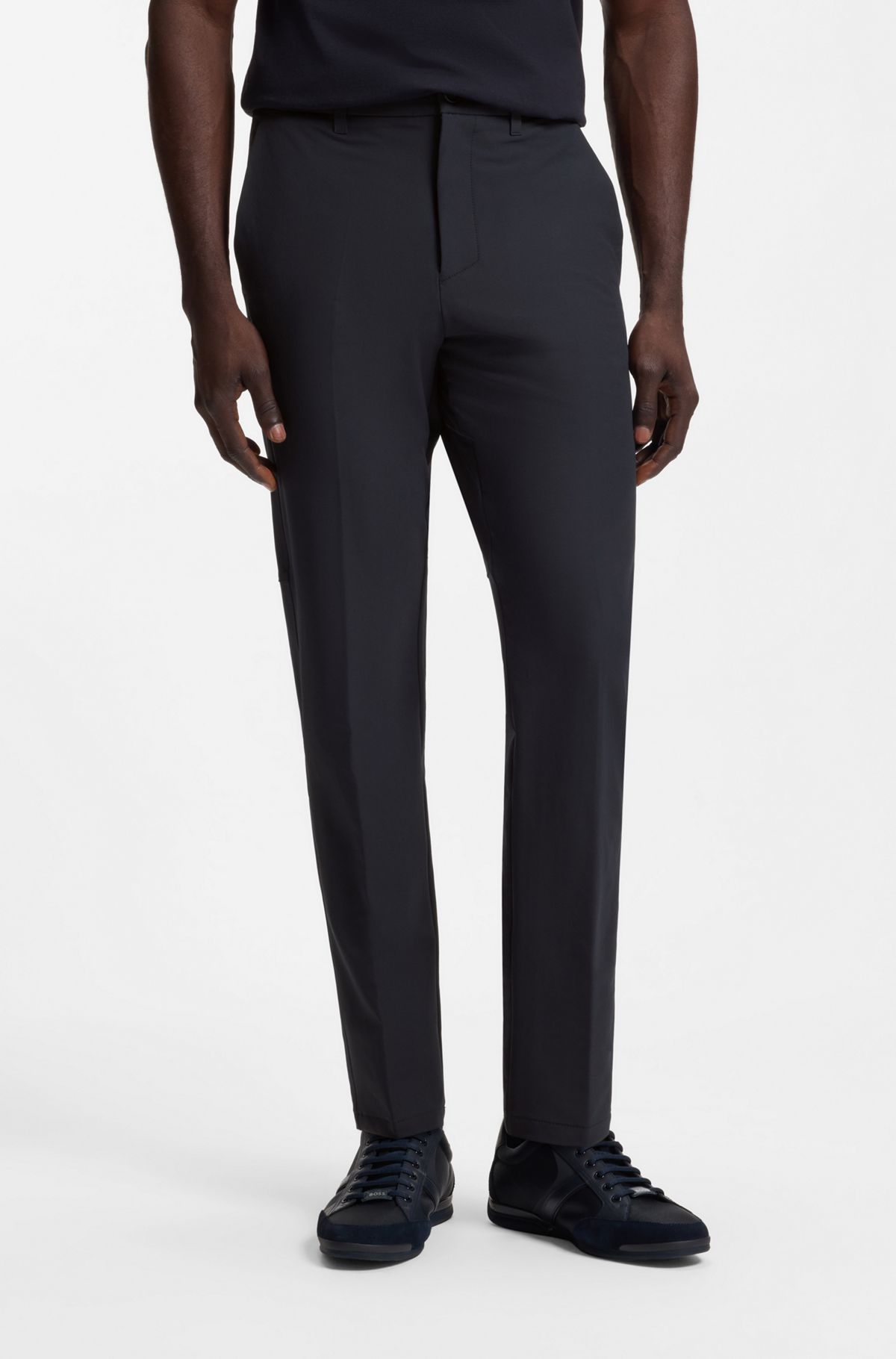 Regular-fit trousers in water-repellent stretch fabric, Dark Blue