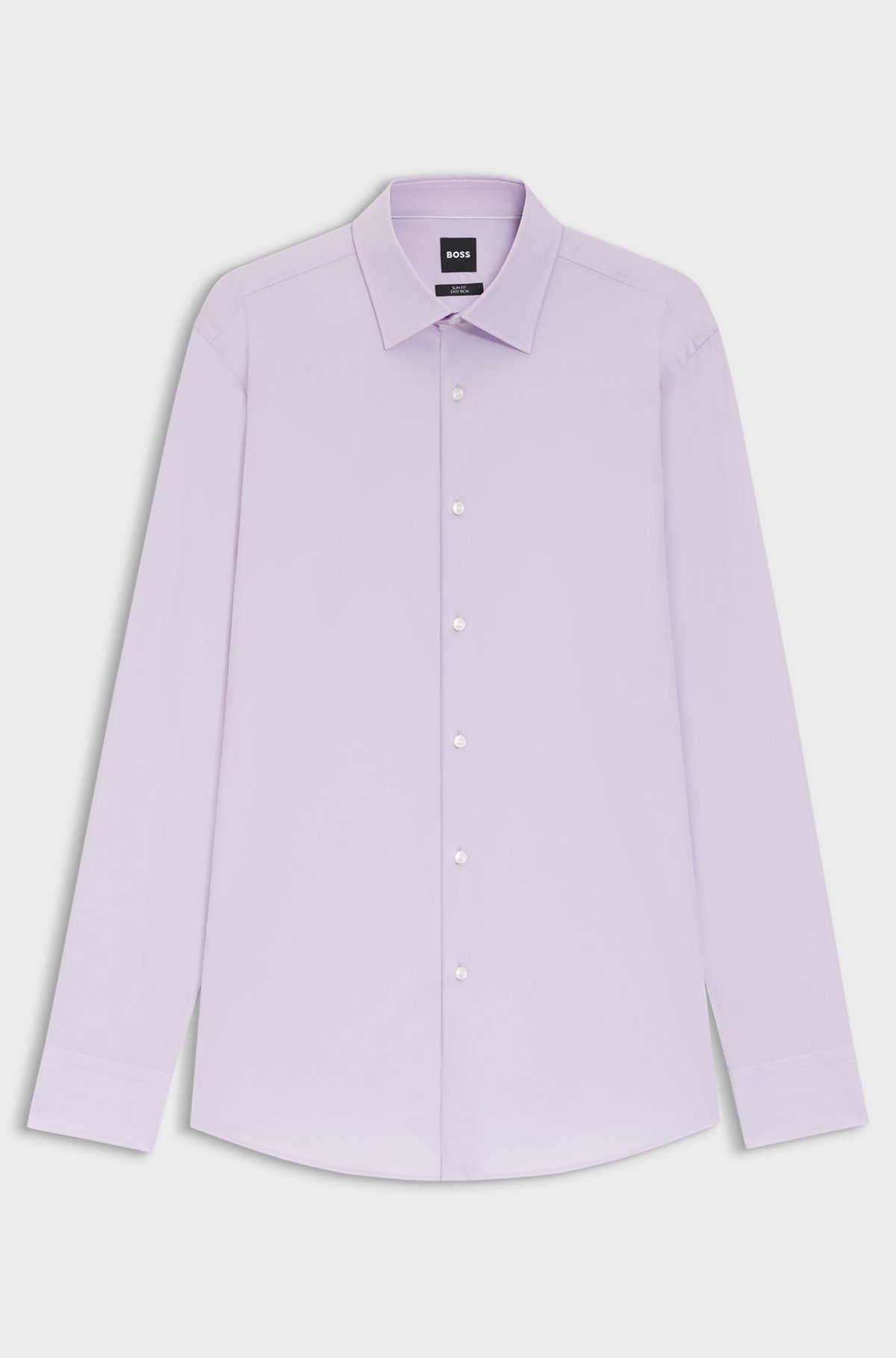 Slim-fit stretch-cotton shirt, Light Purple