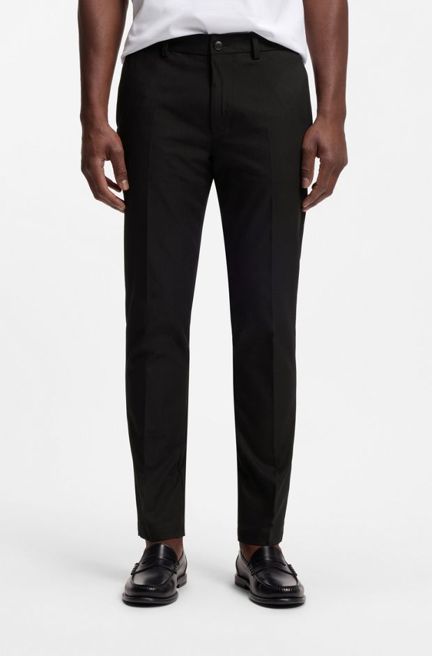 Slim-fit trousers in four-way stretch fabric, Black