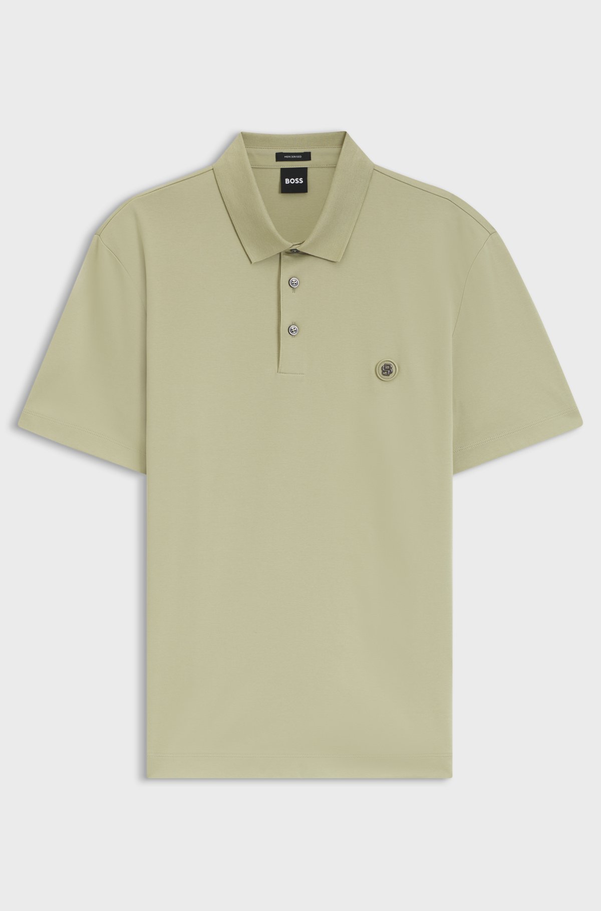 Polo shirt in mercerised cotton with Double B monogram, Light Green