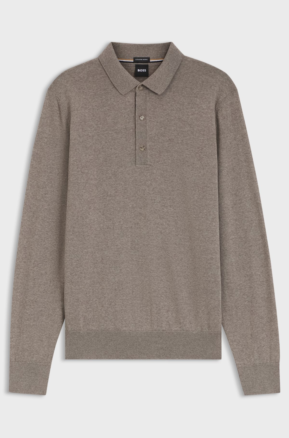 Merino-wool polo sweater, Light Brown