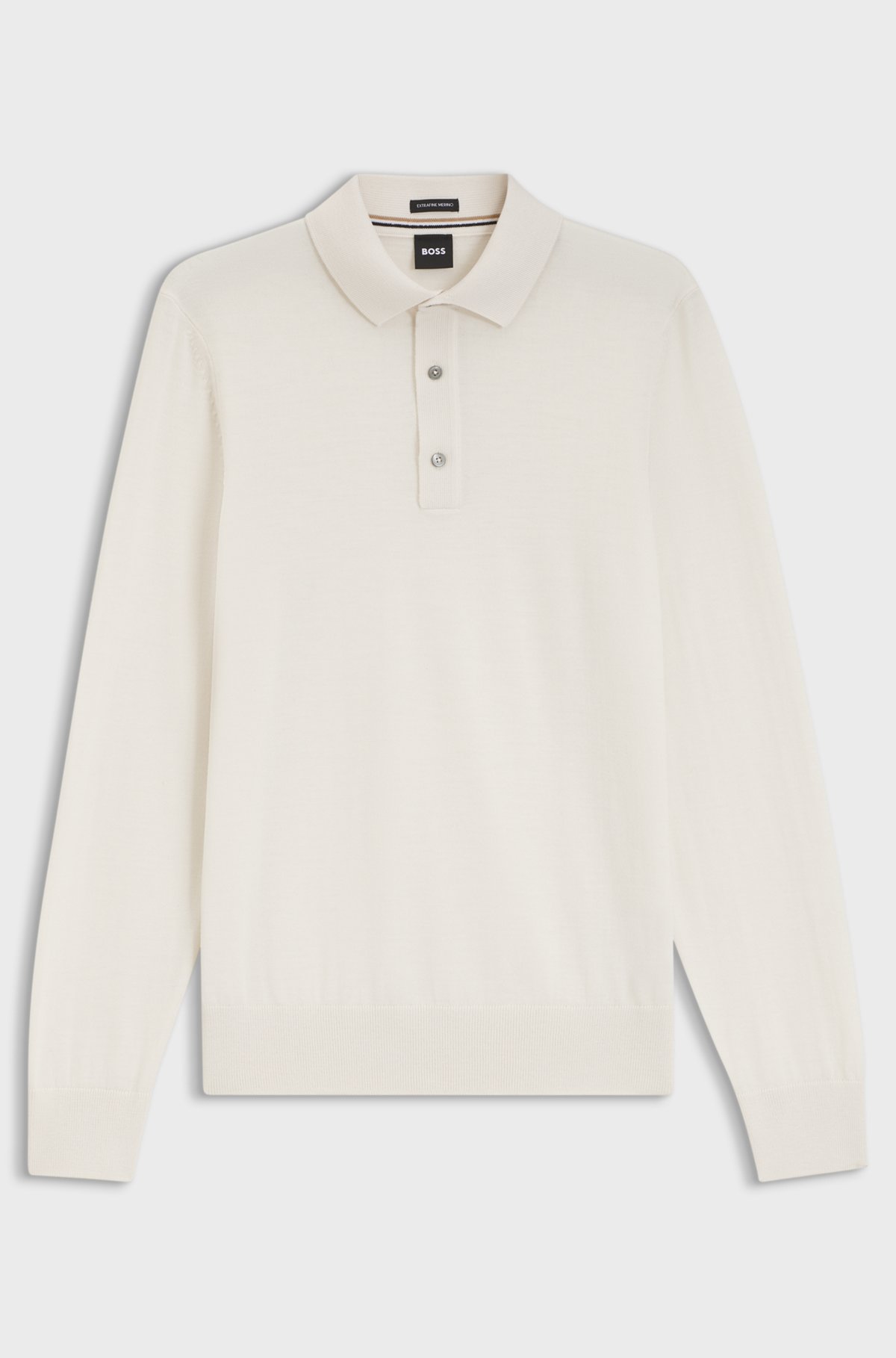 Merino-wool polo sweater, Natural