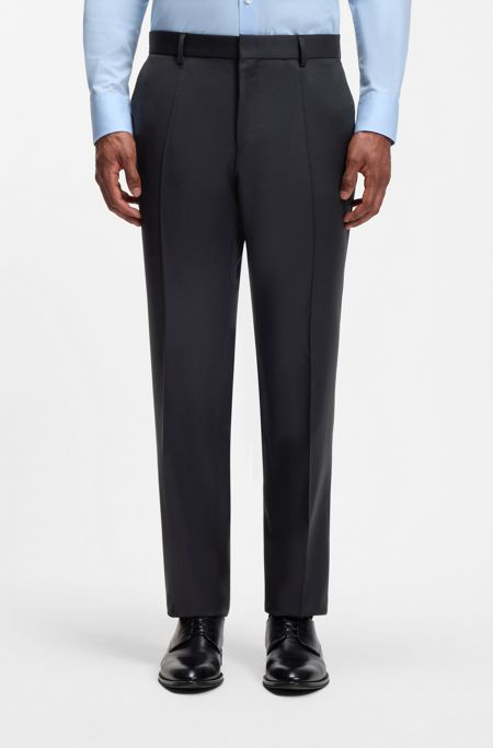 BOSS ONE Slim-fit trousers in virgin-wool serge, Dark Blue