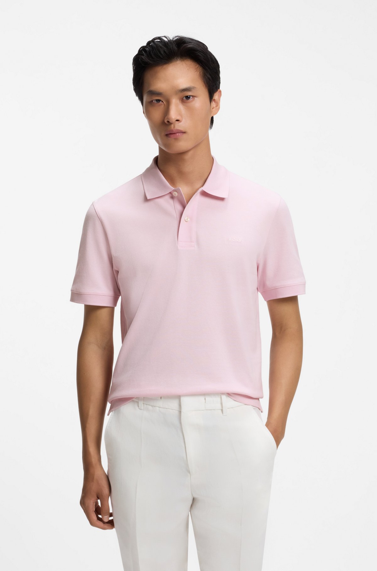 Versatile polo shirt in soft cotton, Light Pink