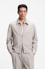 Relaxed-fit zip-up jacket in patterned virgin wool, Light Beige