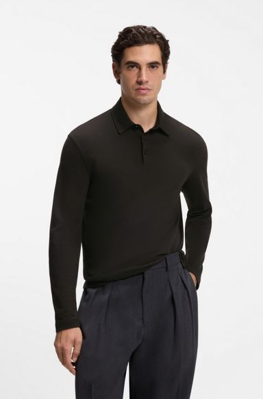 BOSS BY BECKHAM polo shirt in cotton and silk, Black