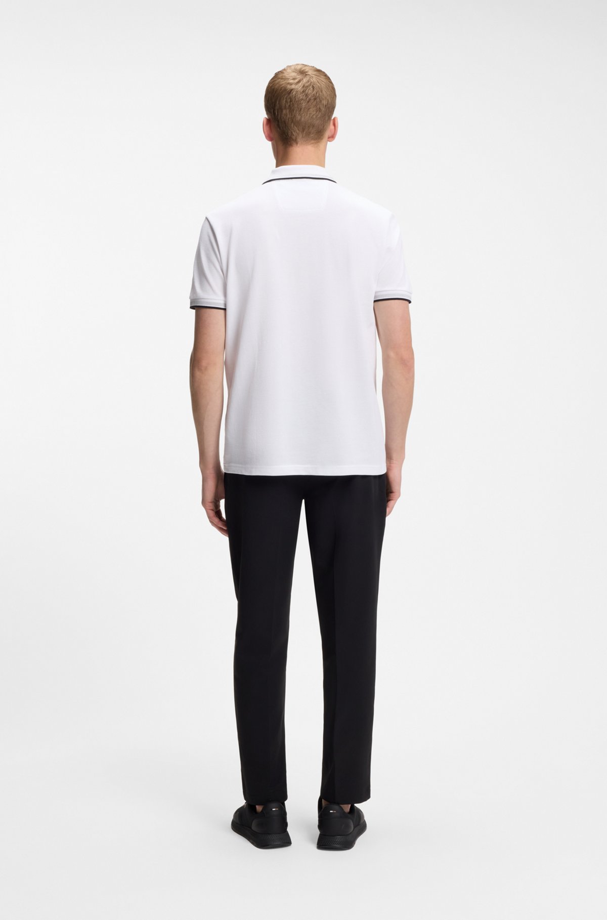 Cotton piqué polo shirt with logo details, White