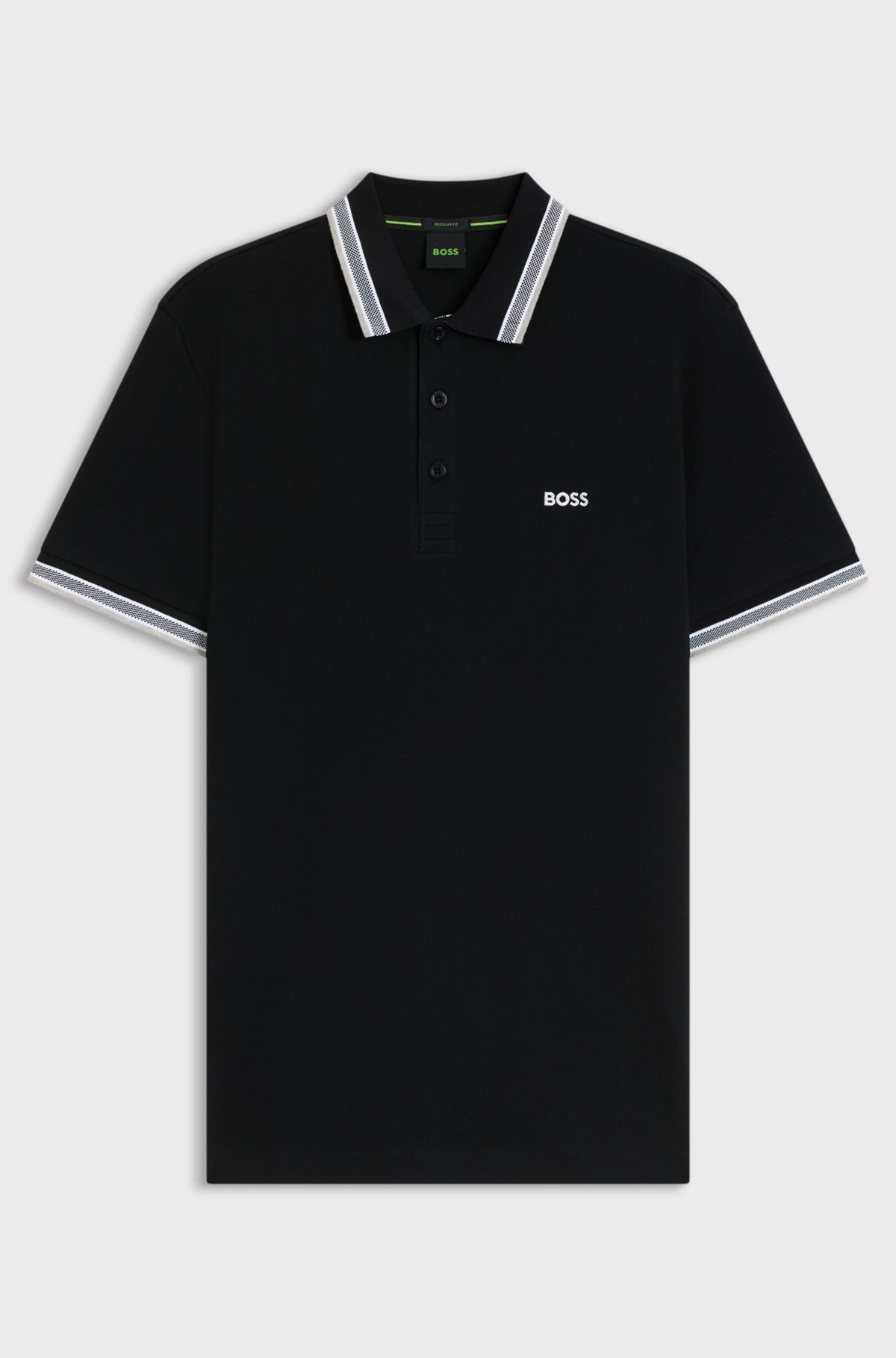 Cotton piqué polo shirt with logo details, Black